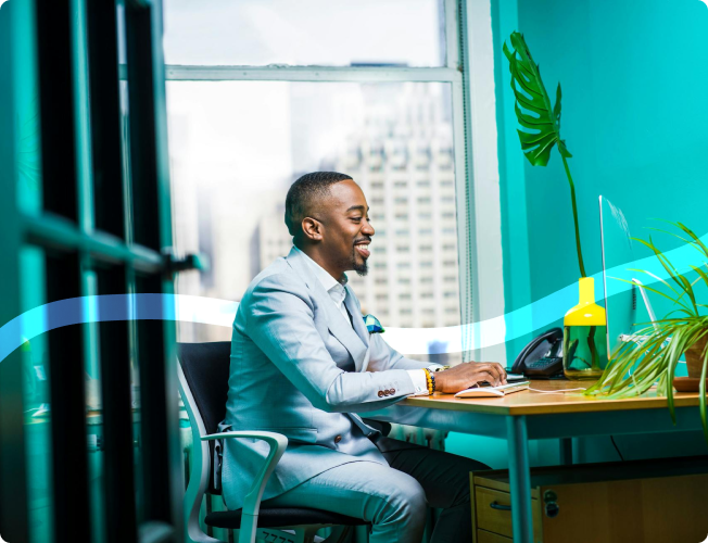 Business person using laptop